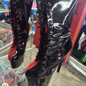 Pleaser 8" Heel 4" Pf Two Tone Lace-Up Ankle Boots Women Shoes Size 9 NEW